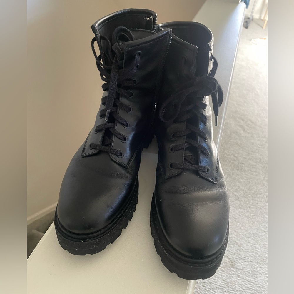 Thursday Black Leather Women's Combat Boots